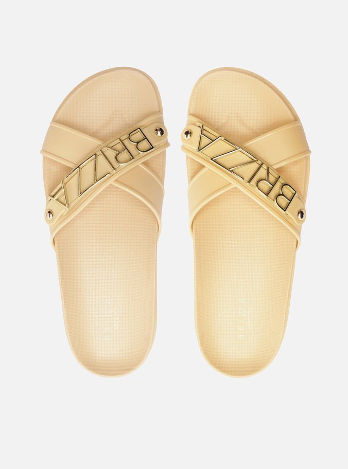 Slide Bege Tiras Cruzadas Brizza