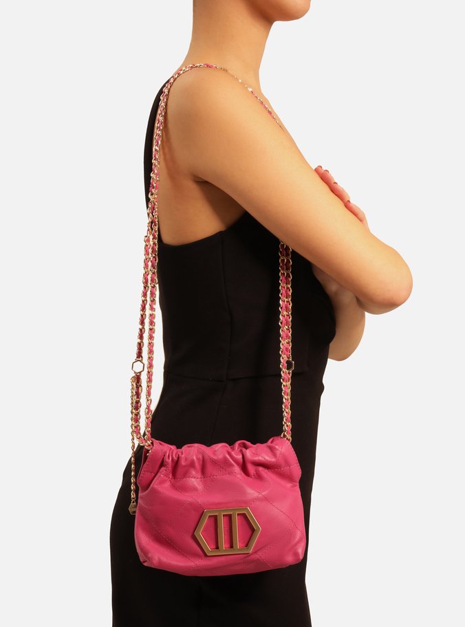 Bolsa Tiracolo Rosa Couro Esther Pequena