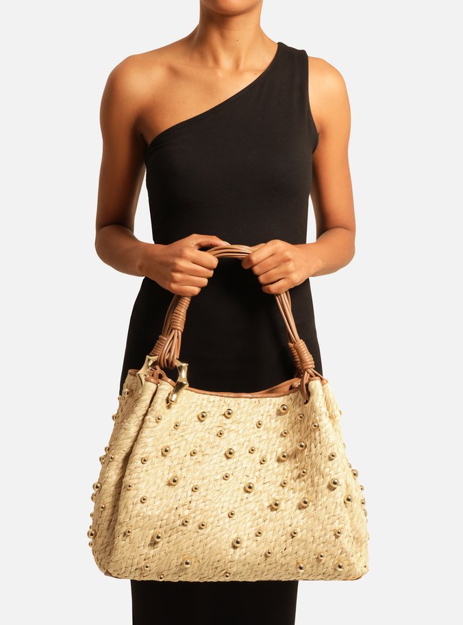 Bolsa Shopping Palha Natural Grande Esferas