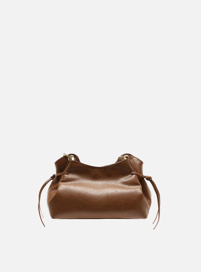 Bolsa Tiracolo Marrom Média Franzida