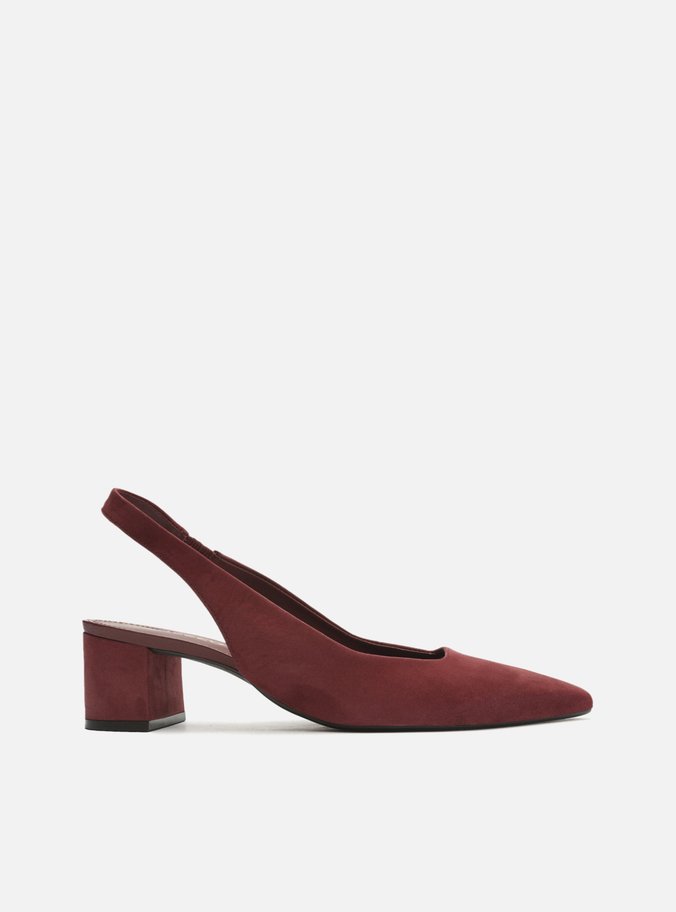 Scarpin Vermelho Nobuck Salto Baixo Helena