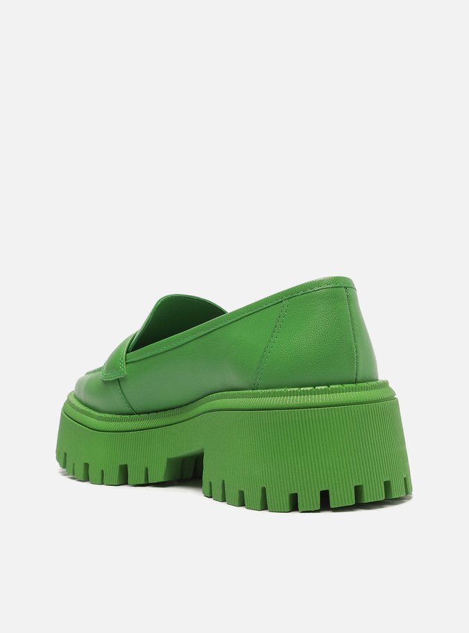 Mocassim Verde Couro Sola Tratorada Tira