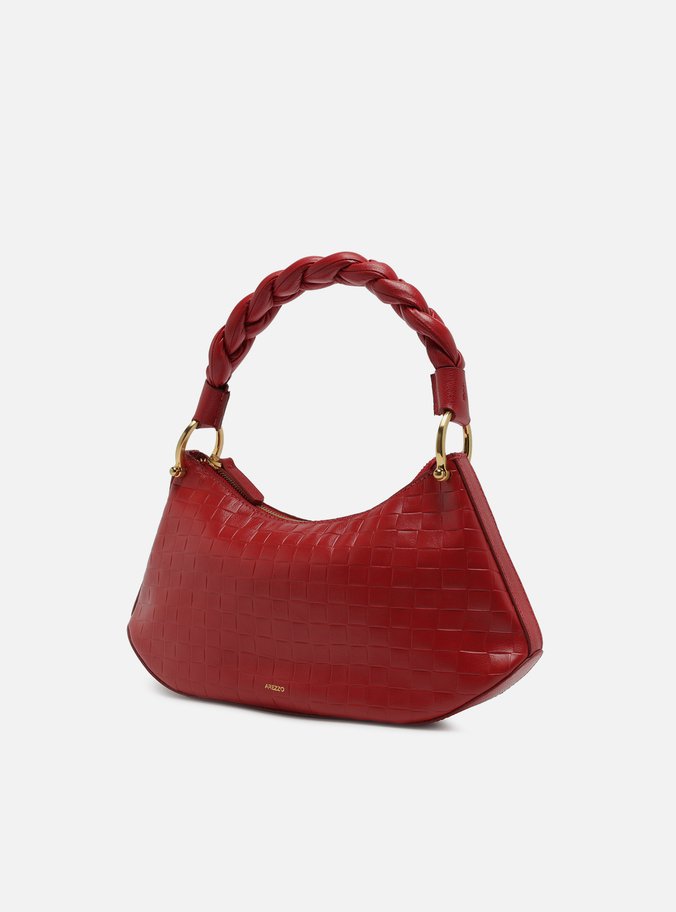 Bolsa Tiracolo Vermelha Couro Tressê Média