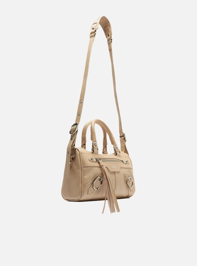 Bolsa Tote Nude Couro Snake Mafe Média
