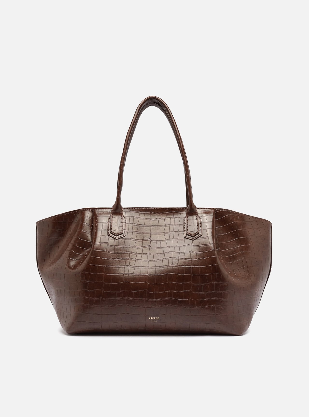 Bolsa Shopping Marrom Grande Croco — foto 3