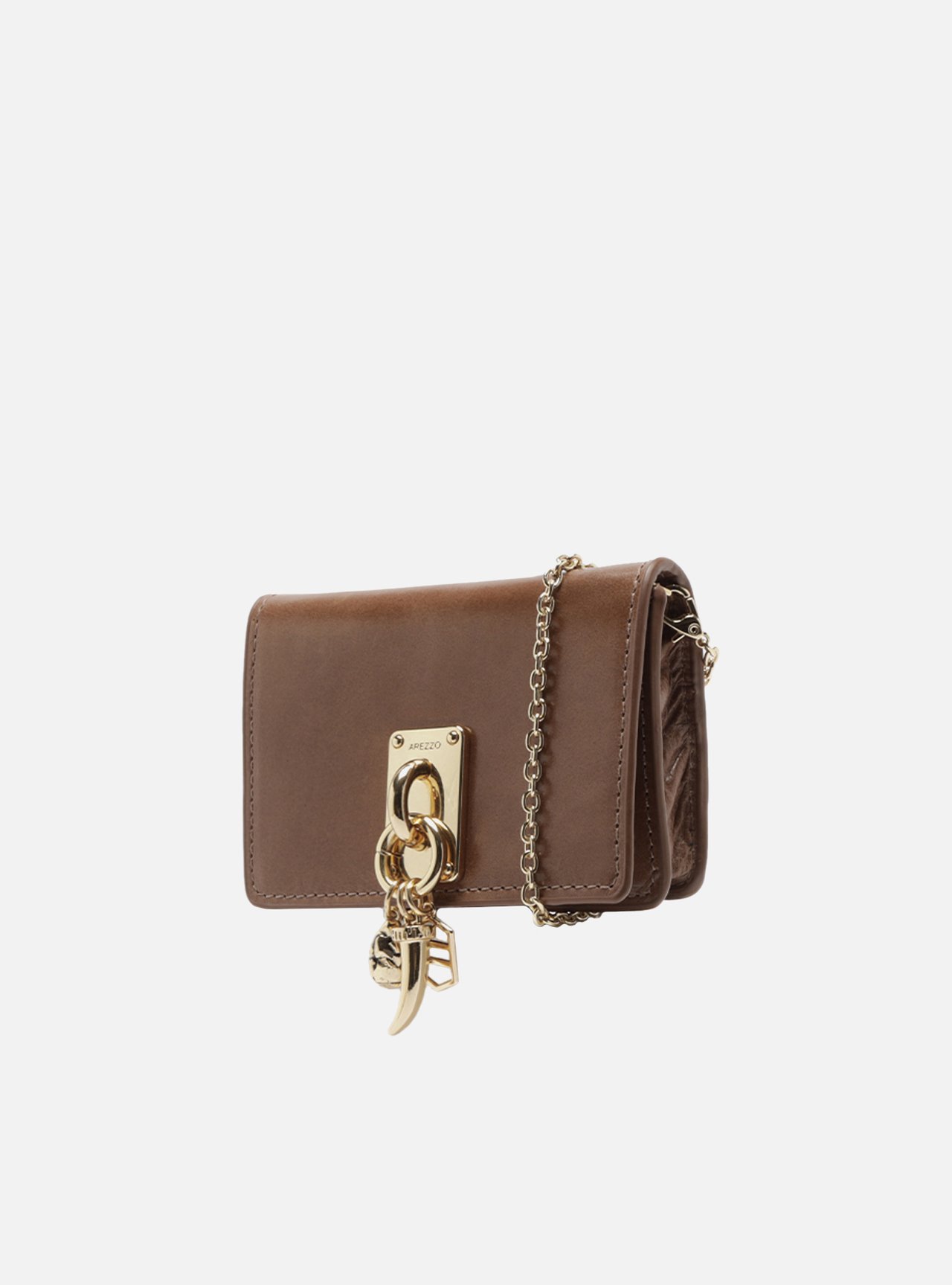 Bolsa Tiracolo Marrom Couro Pequena Metal Charms — foto 2