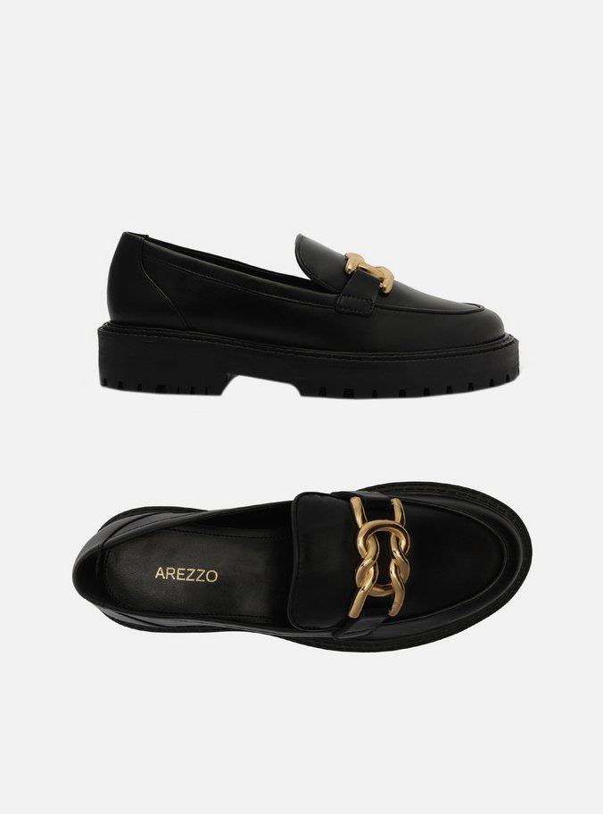 Mocassim Preto Couro Sola Tratorada Metal