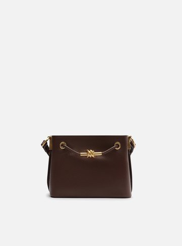 Bolsa Tiracolo Marrom Dark Couro Helena Pequena Nó