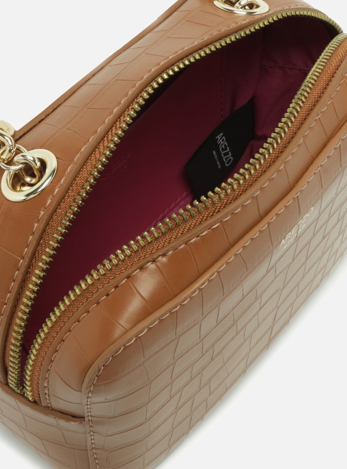 Bolsa Tiracolo Marrom Croco Pequena Barbicacho