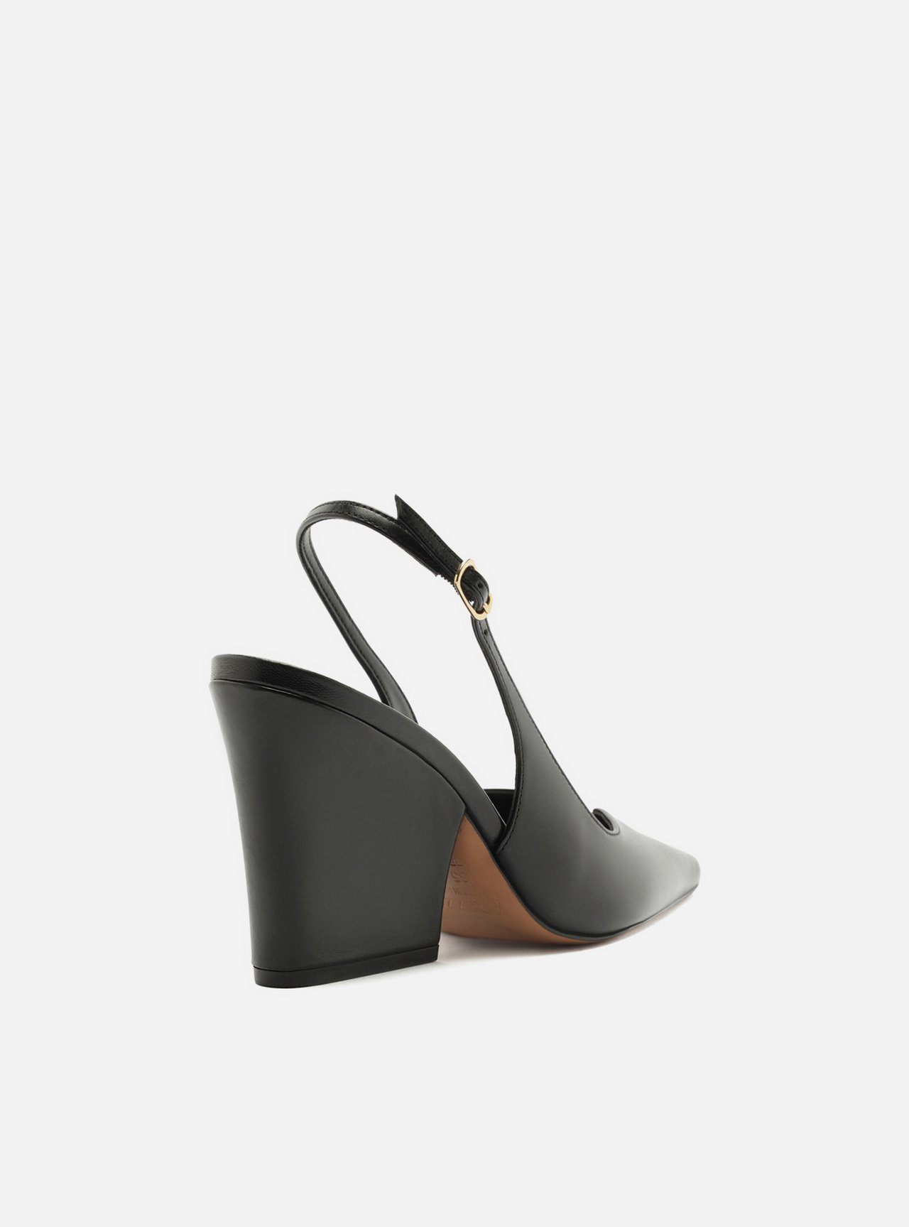 Scarpin Preto Couro Salto Bloco Slingback — foto 3
