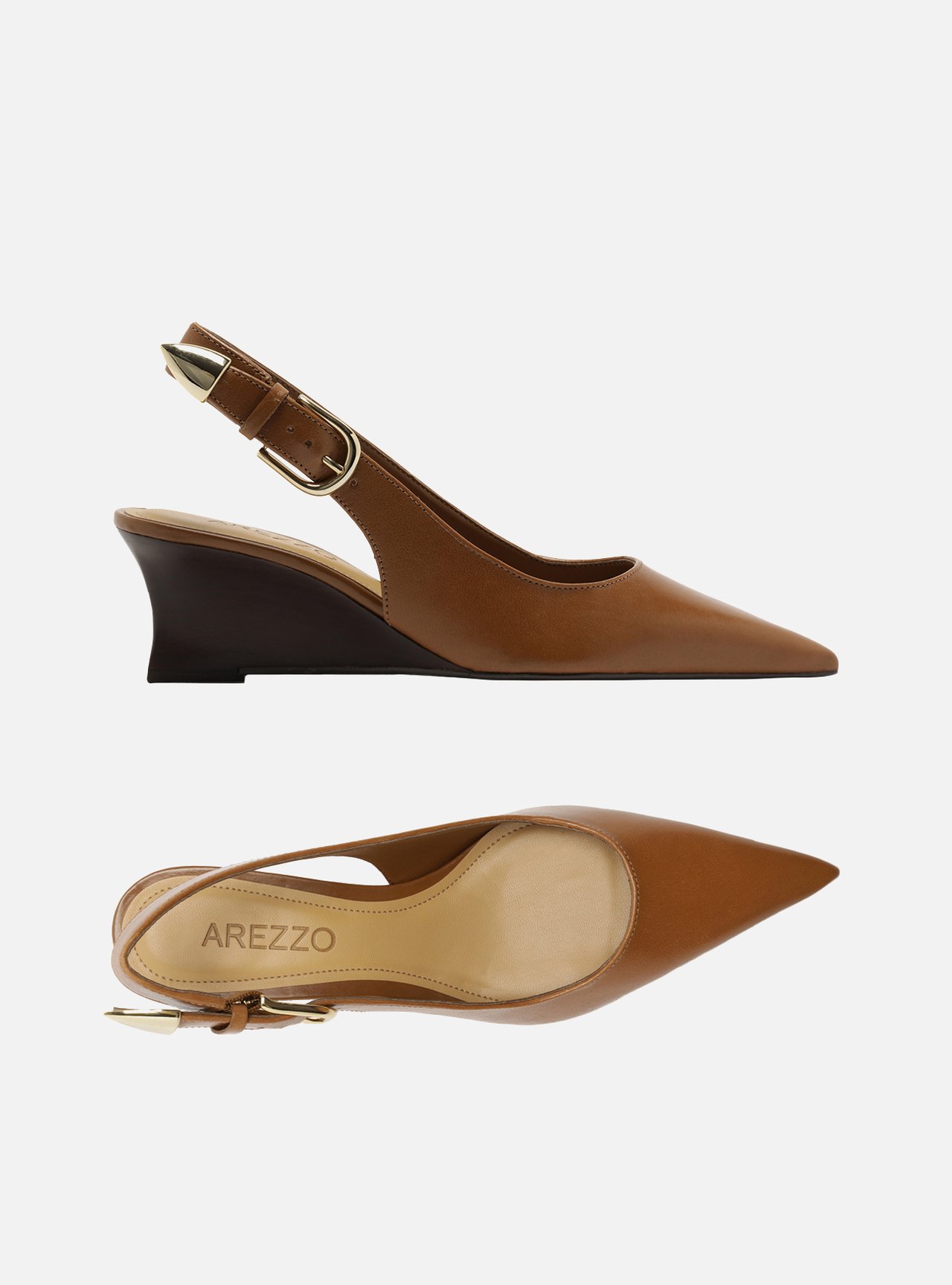 Scarpin Marrom Couro Anabela Fachete Slingback — foto 5