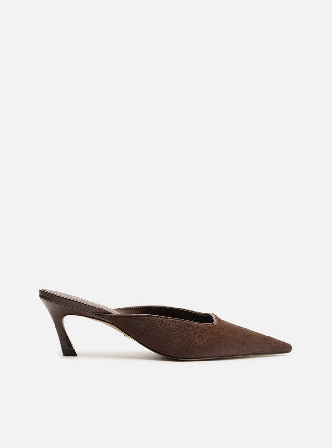 Mule Marrom Pelo Salto Baixo Fino