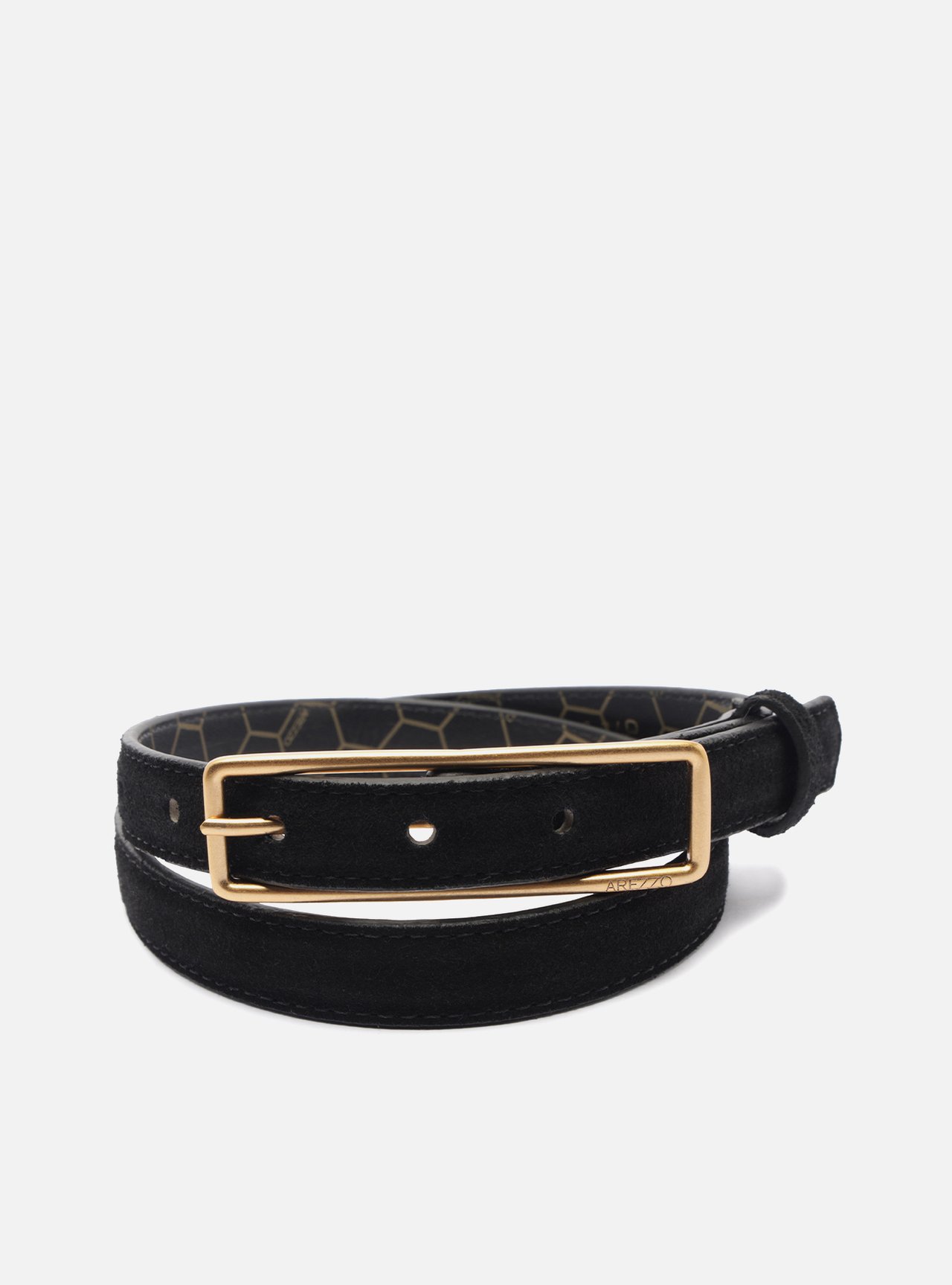 Cinto Preto Couro Fivela Dourada — foto 3