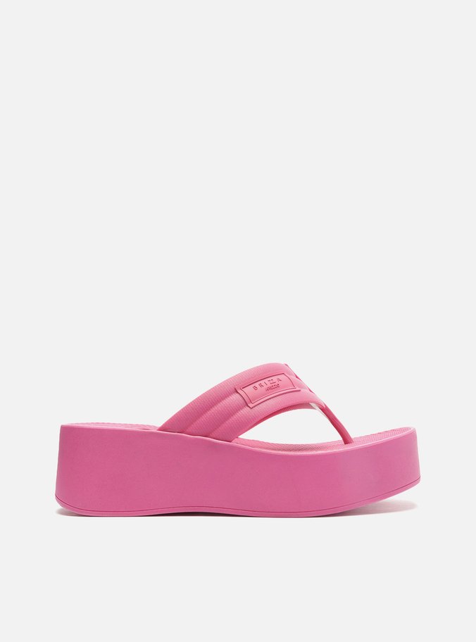 Sandália Rosa Flatform Tiras Brizza