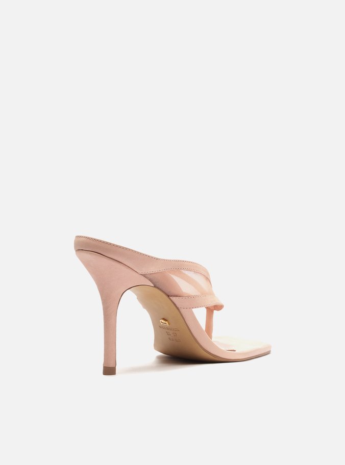 Mule Rosa Tela Salto Alto Thong