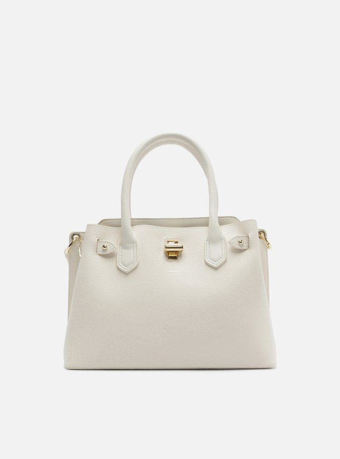 Bolsa Tote Off-White Texturizada Média Metal