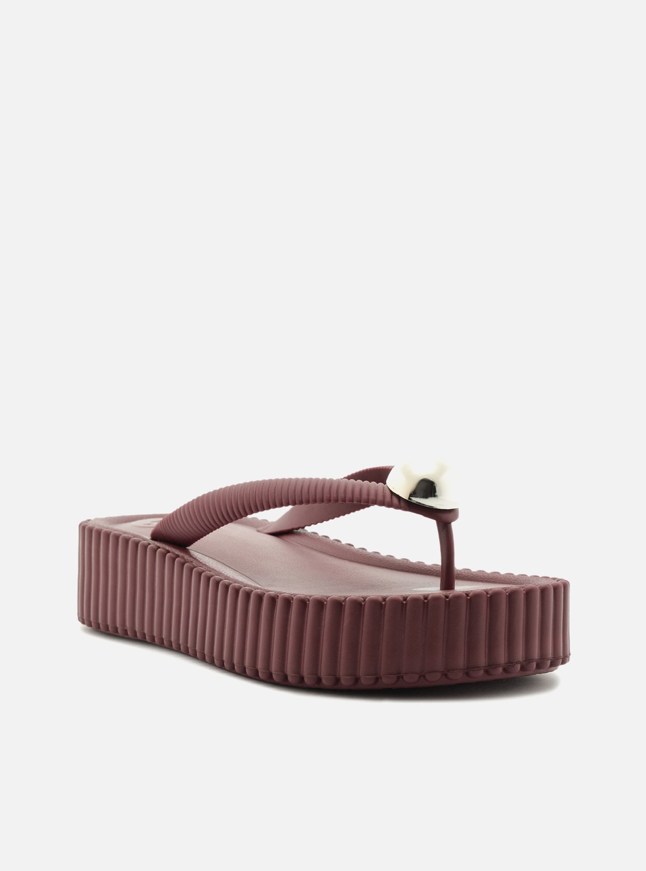 Sandália Papete Vermelha Salto Flatform Metais Brizza — foto 2