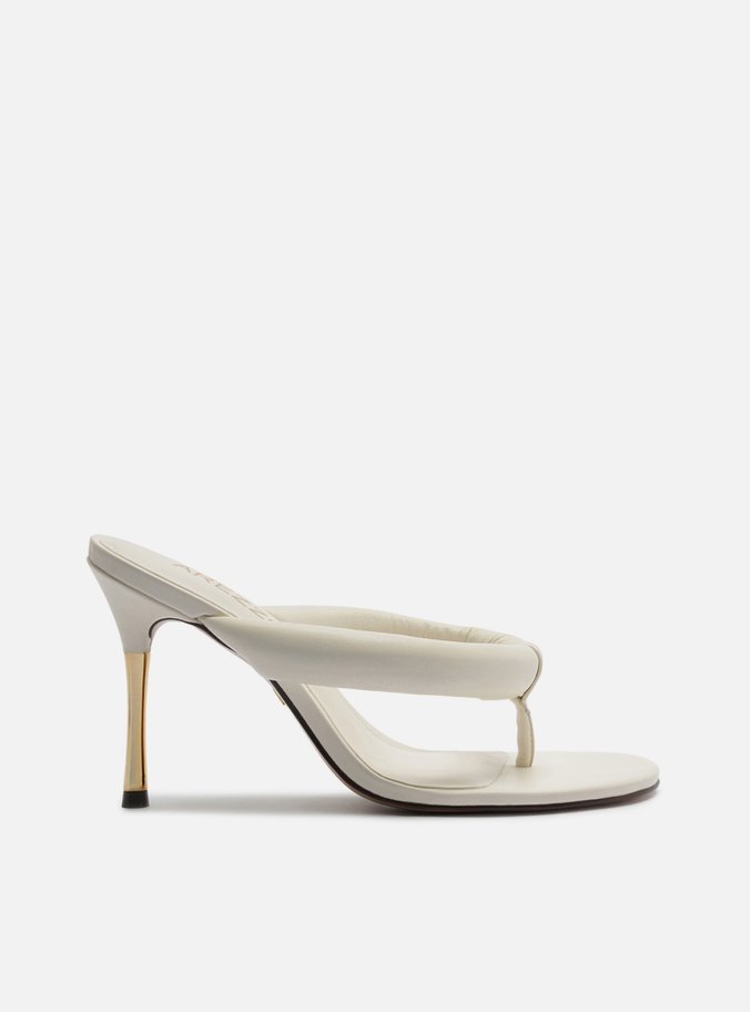 Tamanco Off White Couro Salto Fino 
