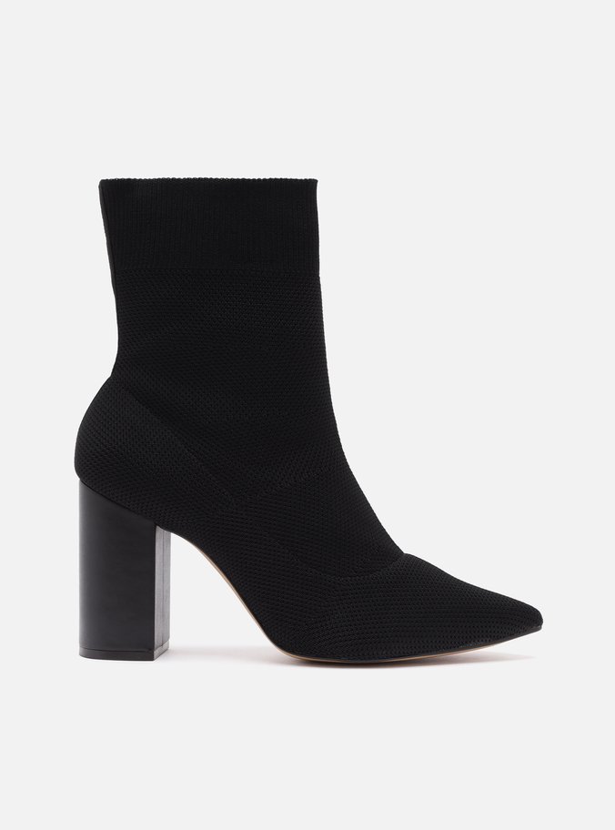 Skinny Boot Preta Knit Salto Bloco Helena