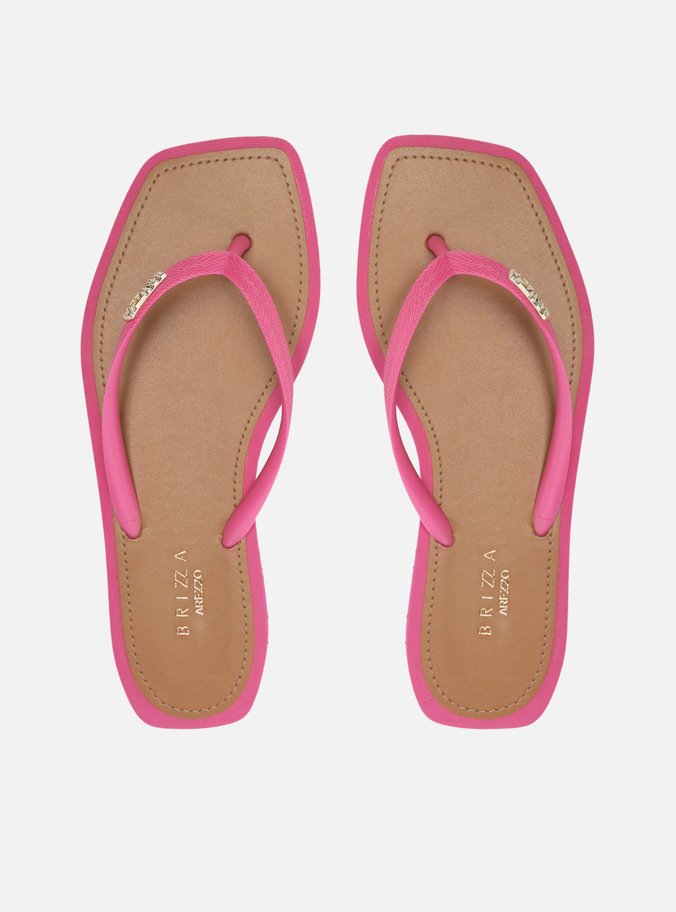 Chinelo de Dedo Rosa Square Palmilha Marrom