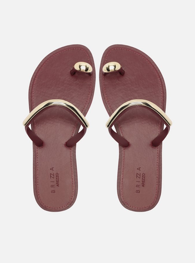 Chinelo de Dedo Vermelho Flatform Metais Brizza