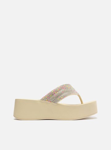 Tamanco Off-White Flatform Lulu Strass