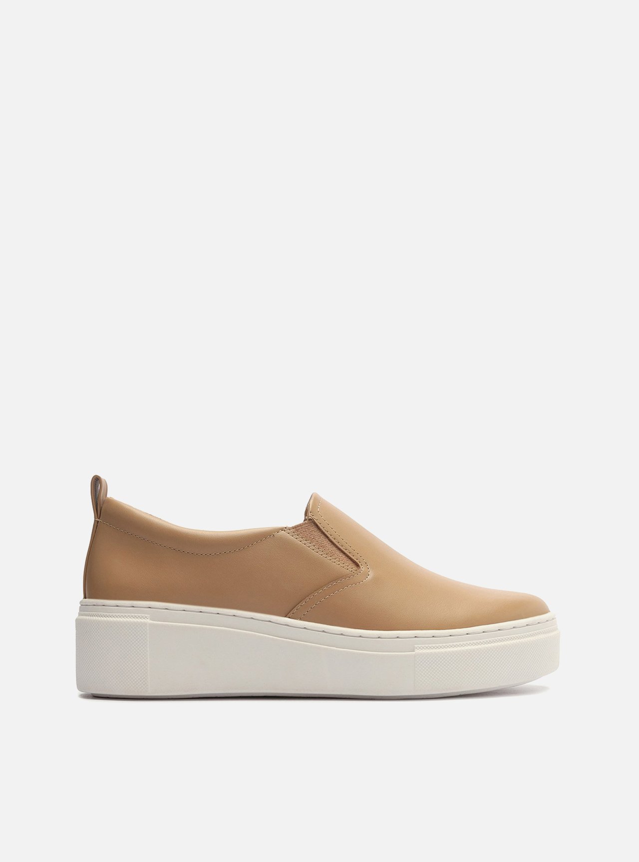Tênis Slip On Couro Flatform Elástico Nude — foto 1