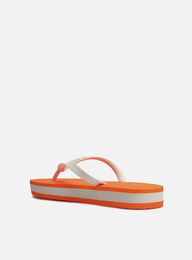 Chinelo Laranja Neon e Branco Plataforma Brizza