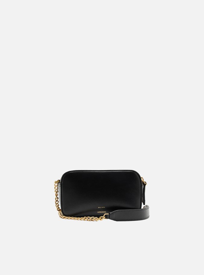 Bolsa Tiracolo Preta Couro  Pequena