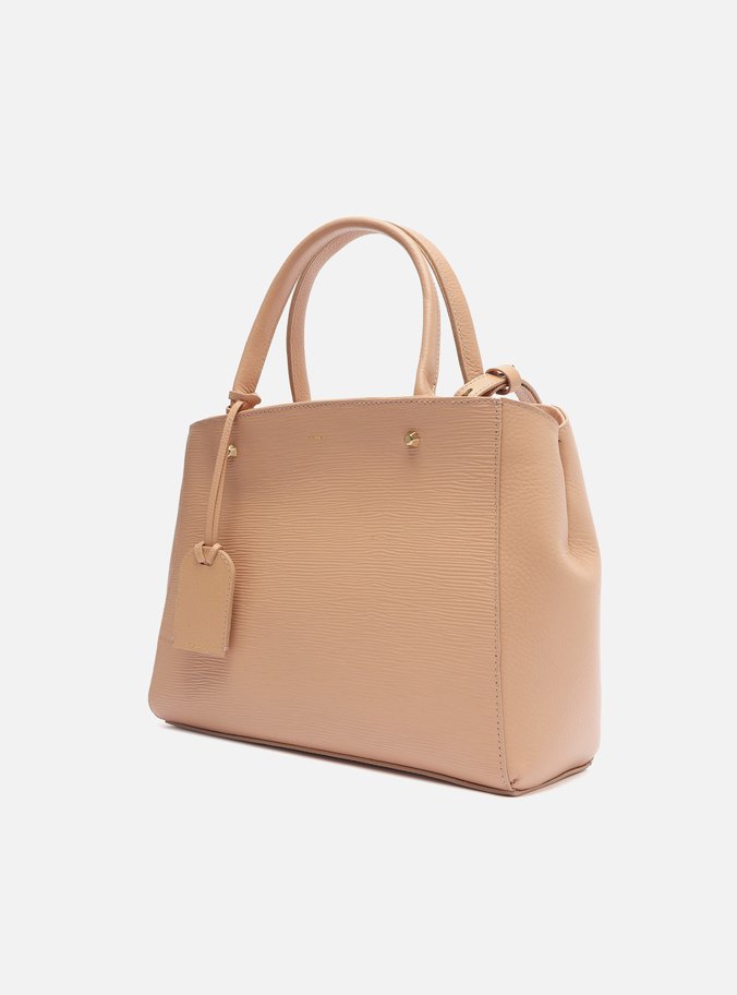 Bolsa Tote Bege Couro Wave Bella Média
