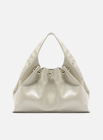 Bolsa Hobo Branca Verniz Grande Alça Esferas