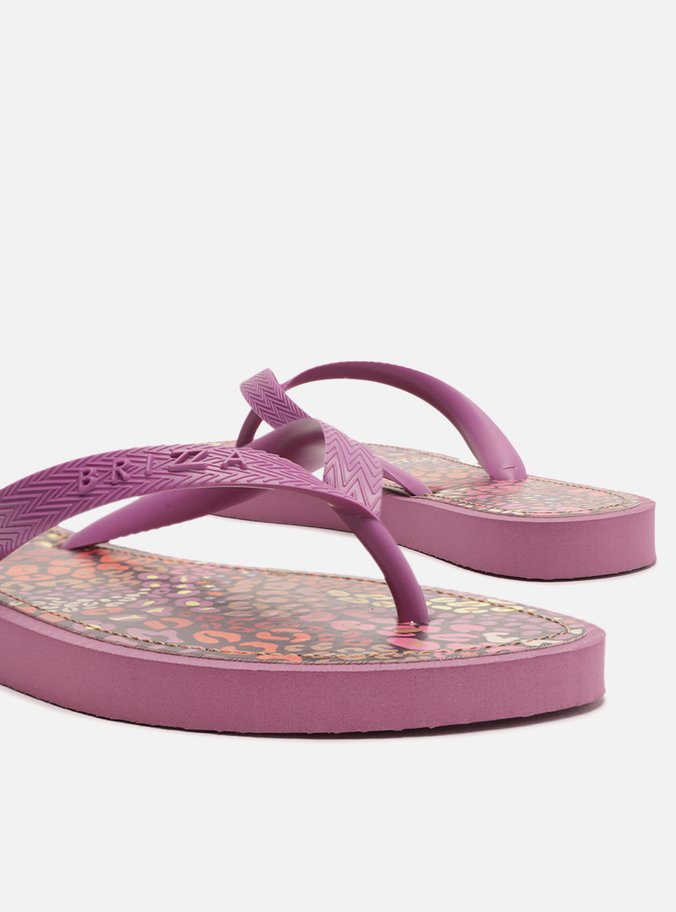 Chinelo de Dedo Roxo Palmilha Estampada