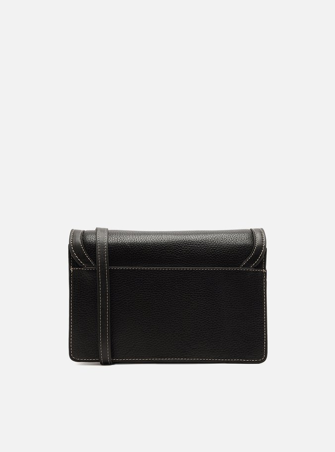 Bolsa Tiracolo Preta Couro  Média