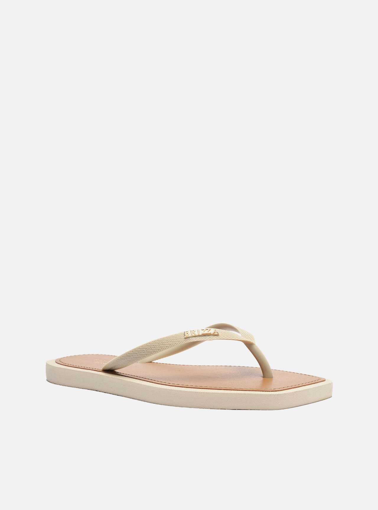Chinelo de Dedo Off-White Square Palmilha Marrom — foto 2