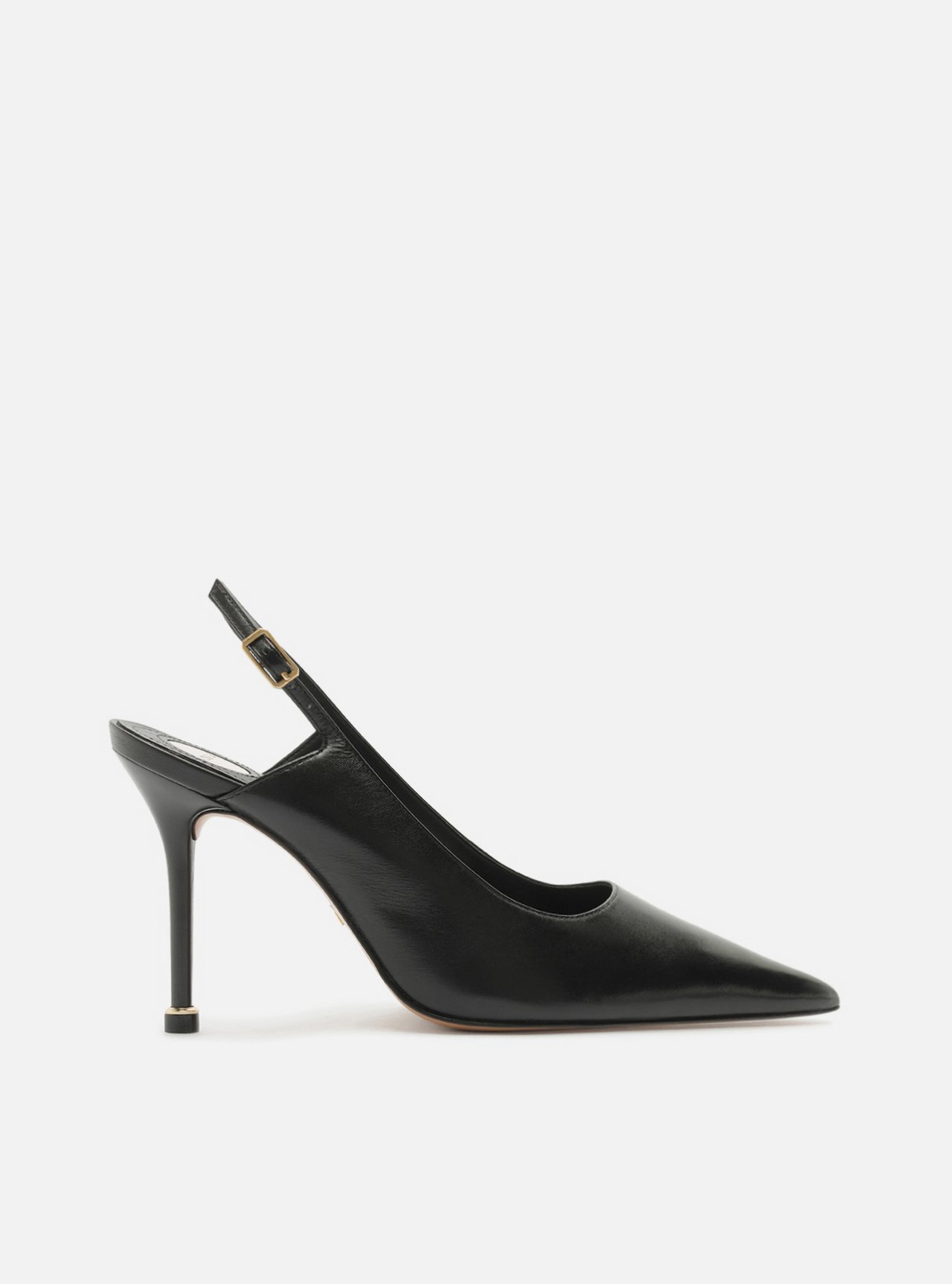 Scarpin Preto Couro Salto Fino Slingback — foto 1