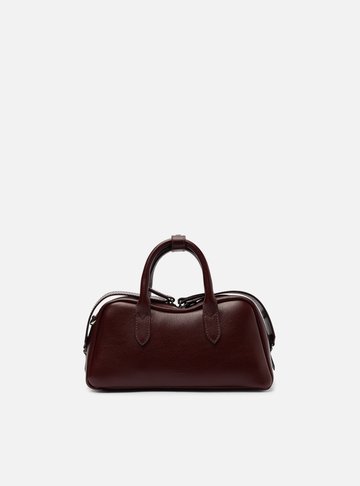 Bolsa Tiracolo Vinho Couro Pequena Zíper Duplo