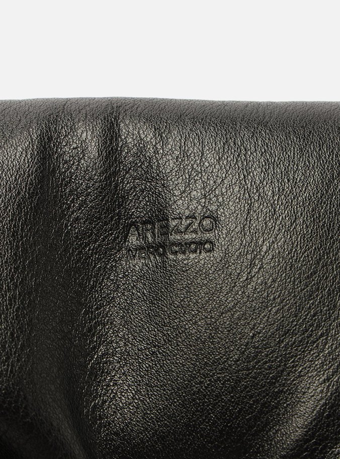 Bolsa Clutch Preta Couro Kira Strass