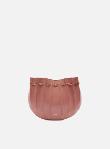 Bolsa Tiracolo Pequena Couro Rosa Blush Corrente