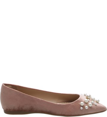 Sapatilha Pérolas Rose Veludo