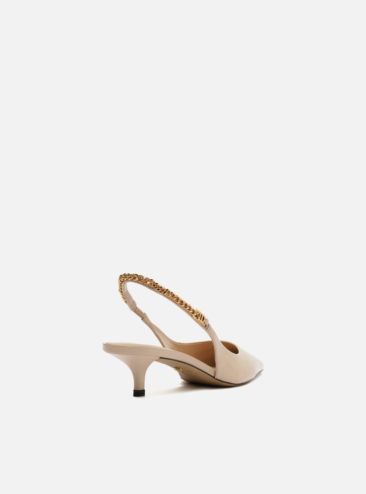 Scarpin Branco Salto Kitten Slingback Corrente — foto 3