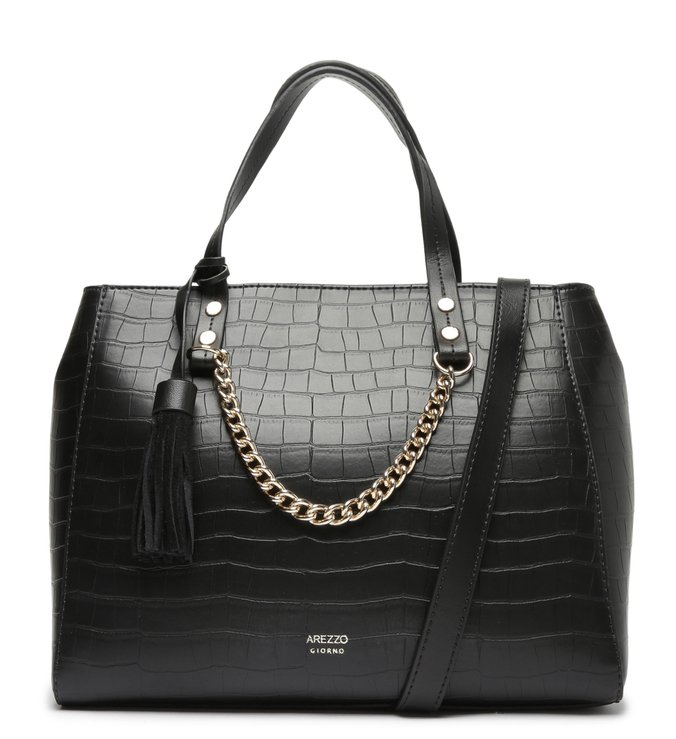 Bolsa Tote Preta Corrente Grande