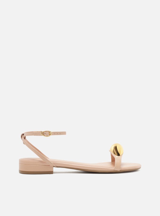 Sandália Rasteira Rosa Couro