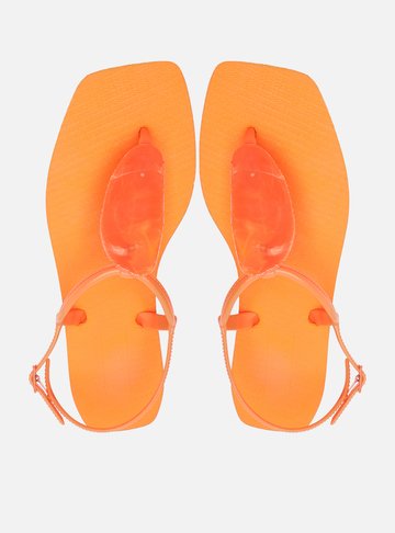 Sandália Rasteira Laranja Square Thong Brizza