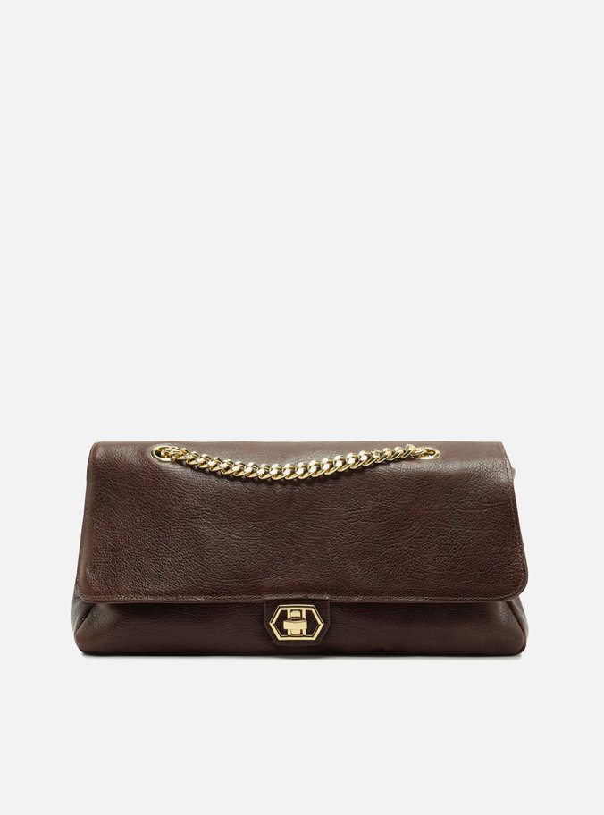 Bolsa Tiracolo Marrom Couro Grande Croco Corrente