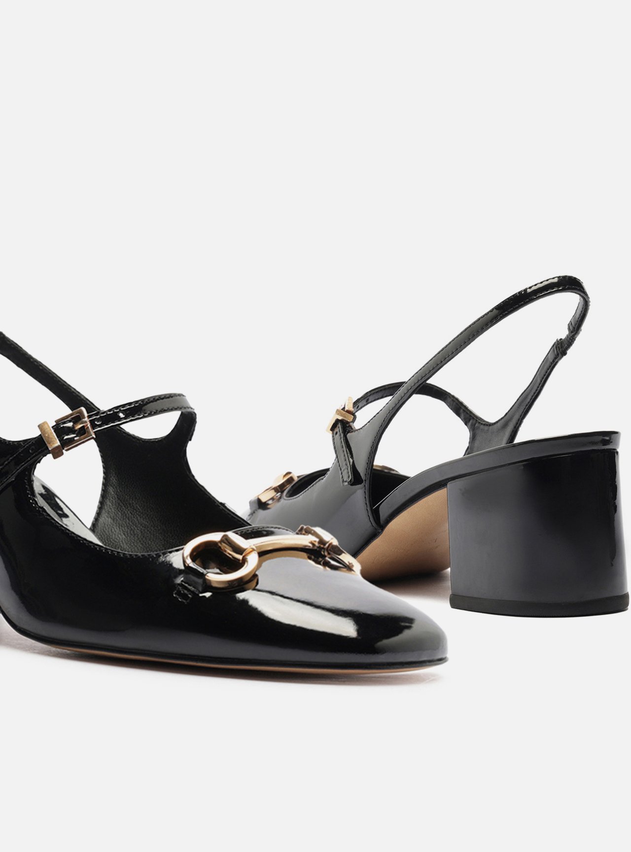 Sapato Boneca Preto Verniz Bloco Slingback — foto 4
