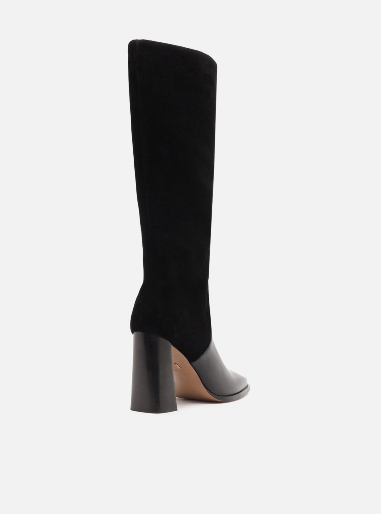 Bota Preta Cano Longo Salto Bloco Suede — foto 3