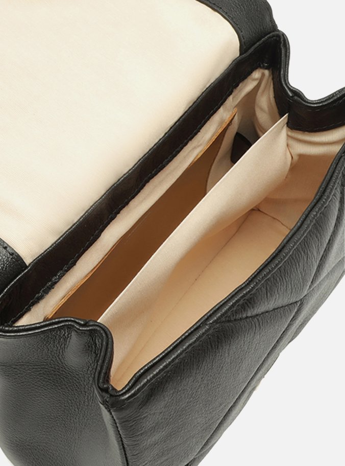 Bolsa Tiracolo Preta Couro Matelassê Grande