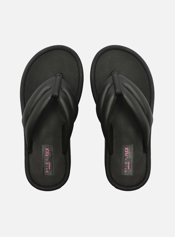 Sandália Preta Tiras Largas Flatform Kim Flex