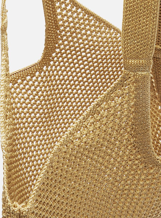 Bolsa Shopping Bege Crochê Mayra Glam Grande