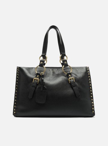 Bolsa Shopping Preta Couro Cora Grande